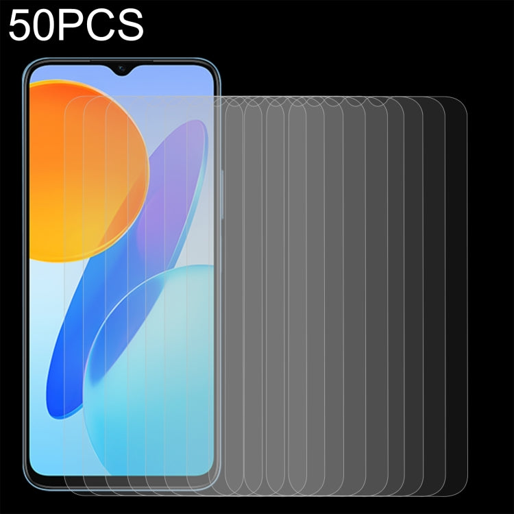 50 PCS 0.26mm 9H 2.5D Tempered Glass Film For Honor X8 5G / X8a / Play7T Pro