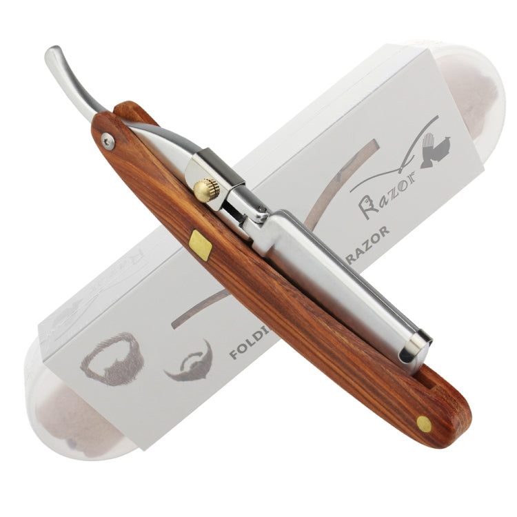 H-26 Men Wooden Handle Replaceable Blade Manual Folding Shaving Razor(Long Axe Knife Holder)