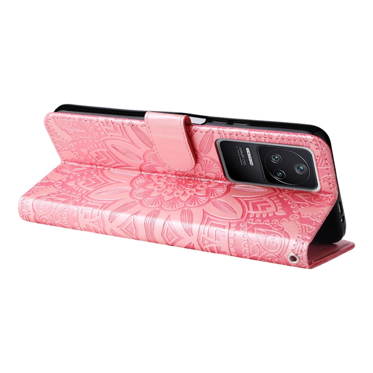 For Xiaomi Redmi K40S / Poco F4 Embossed Sunflower Leather Phone Case