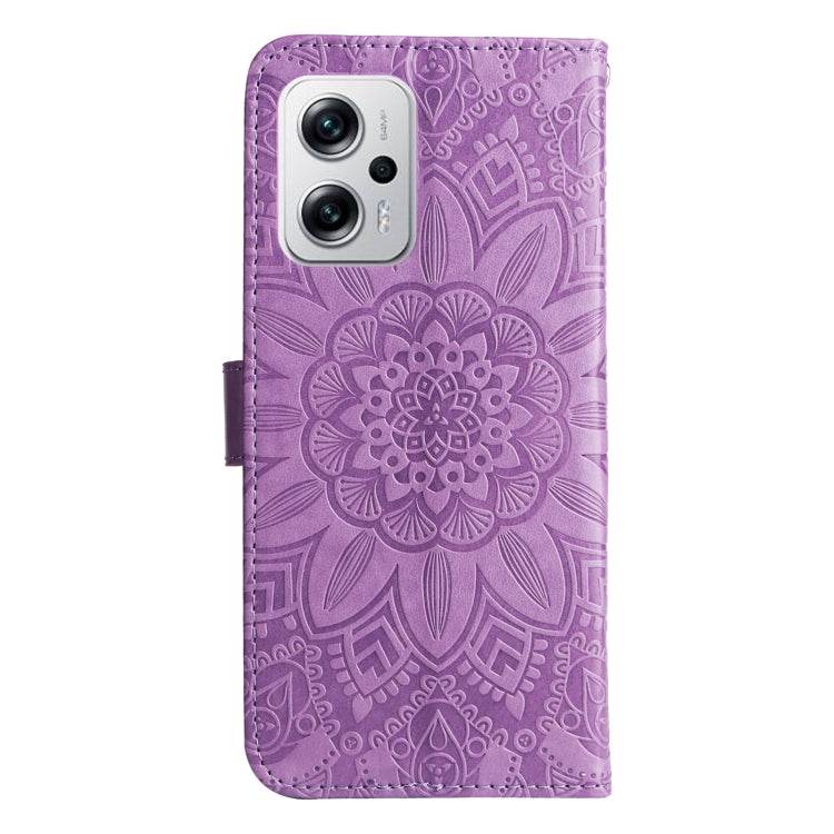 For Xiaomi Redmi Note 11T Pro/Poco X4 GT Embossed Sunflower Leather Phone Case