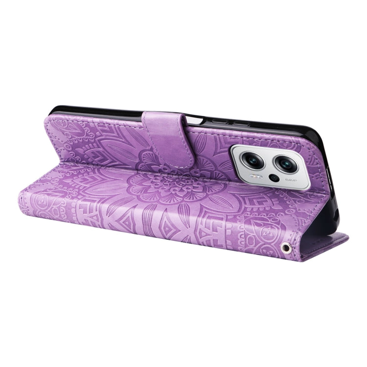 For Xiaomi Redmi Note 11T Pro/Poco X4 GT Embossed Sunflower Leather Phone Case