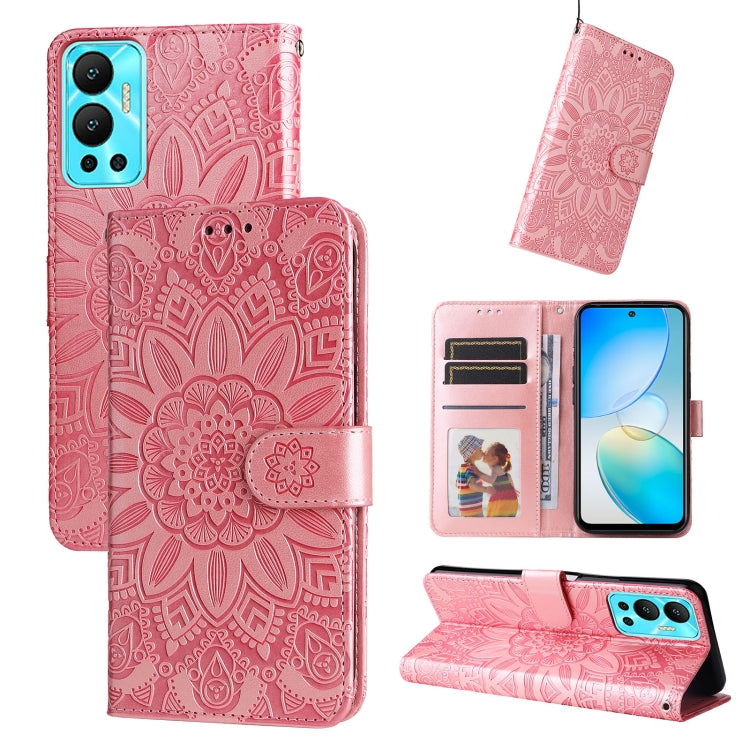 For Infinix Hot 12 Embossed Sunflower Leather Phone Case