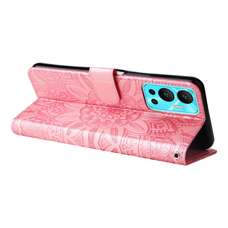 For Infinix Hot 12 Embossed Sunflower Leather Phone Case