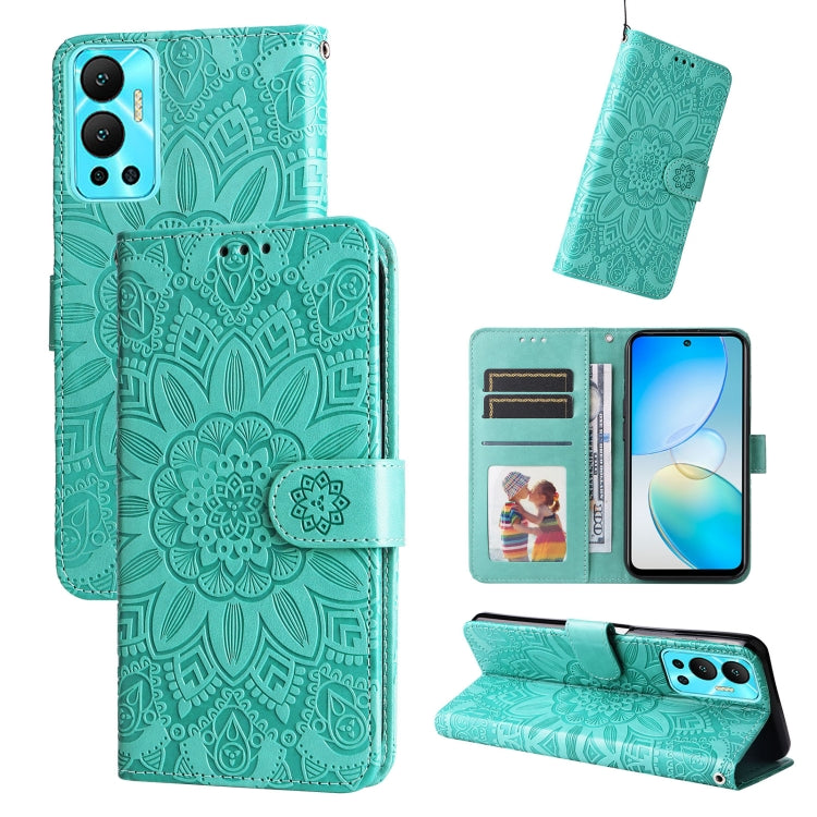 For Infinix Hot 12 Embossed Sunflower Leather Phone Case