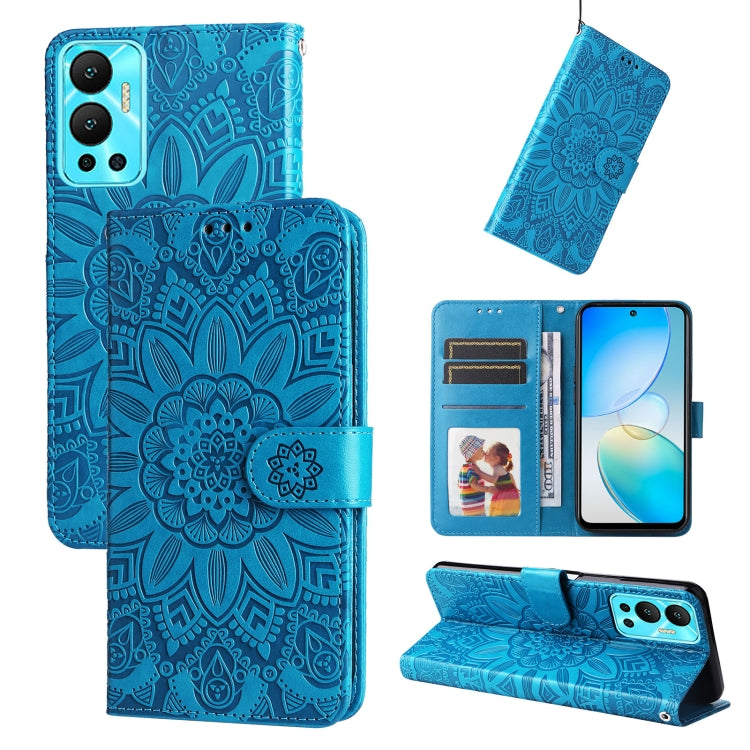 For Infinix Hot 12 Embossed Sunflower Leather Phone Case