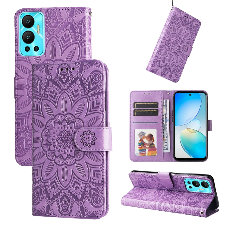 For Infinix Hot 12 Embossed Sunflower Leather Phone Case