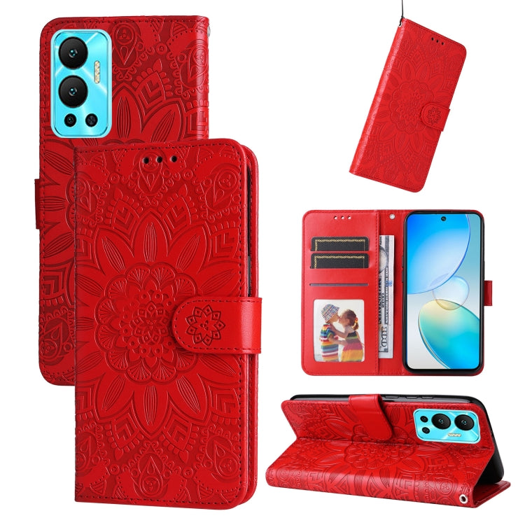 For Infinix Hot 12 Embossed Sunflower Leather Phone Case