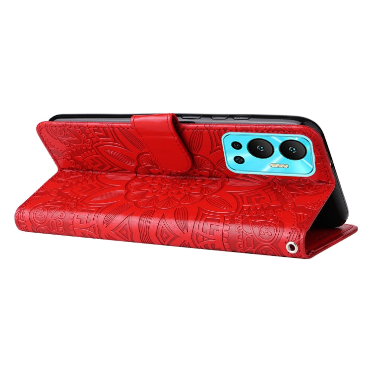 For Infinix Hot 12 Embossed Sunflower Leather Phone Case