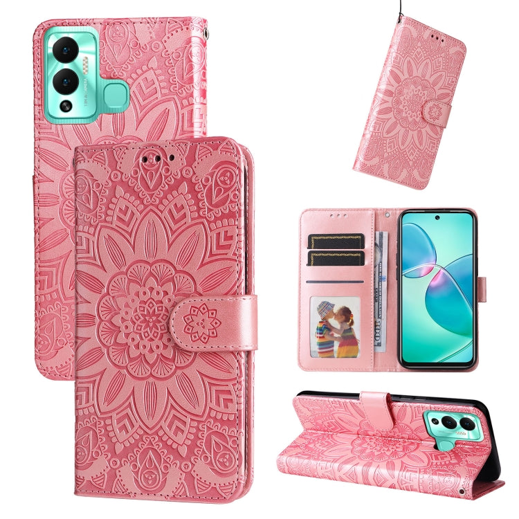 For Infinix Hot 12 Play Embossed Sunflower Leather Phone Case