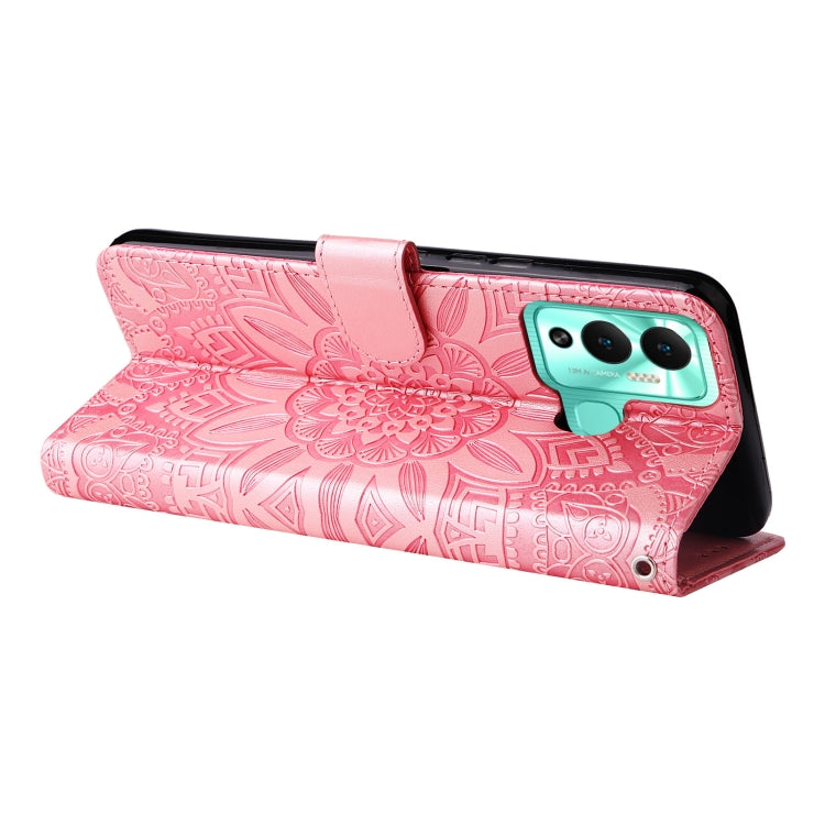 For Infinix Hot 12 Play Embossed Sunflower Leather Phone Case