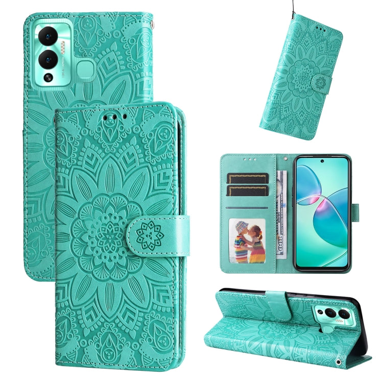 For Infinix Hot 12 Play Embossed Sunflower Leather Phone Case