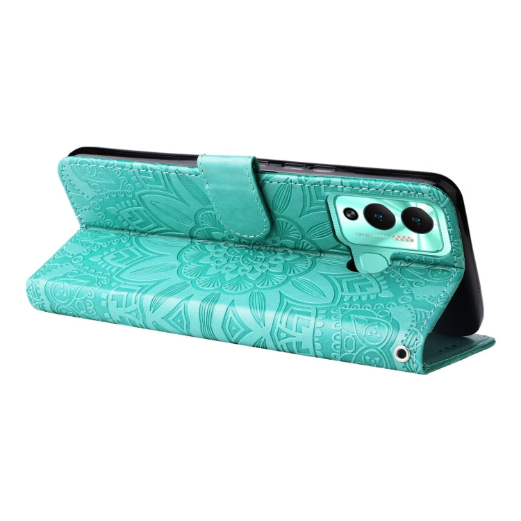 For Infinix Hot 12 Play Embossed Sunflower Leather Phone Case