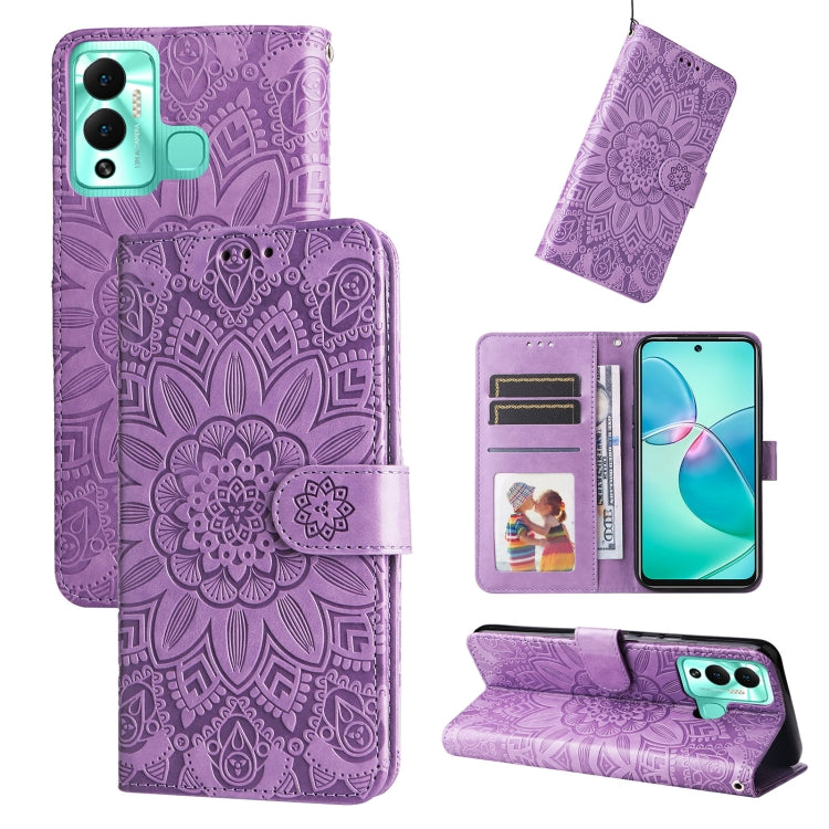 For Infinix Hot 12 Play Embossed Sunflower Leather Phone Case