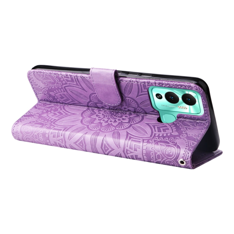 For Infinix Hot 12 Play Embossed Sunflower Leather Phone Case