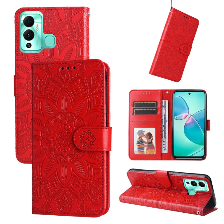 For Infinix Hot 12 Play Embossed Sunflower Leather Phone Case