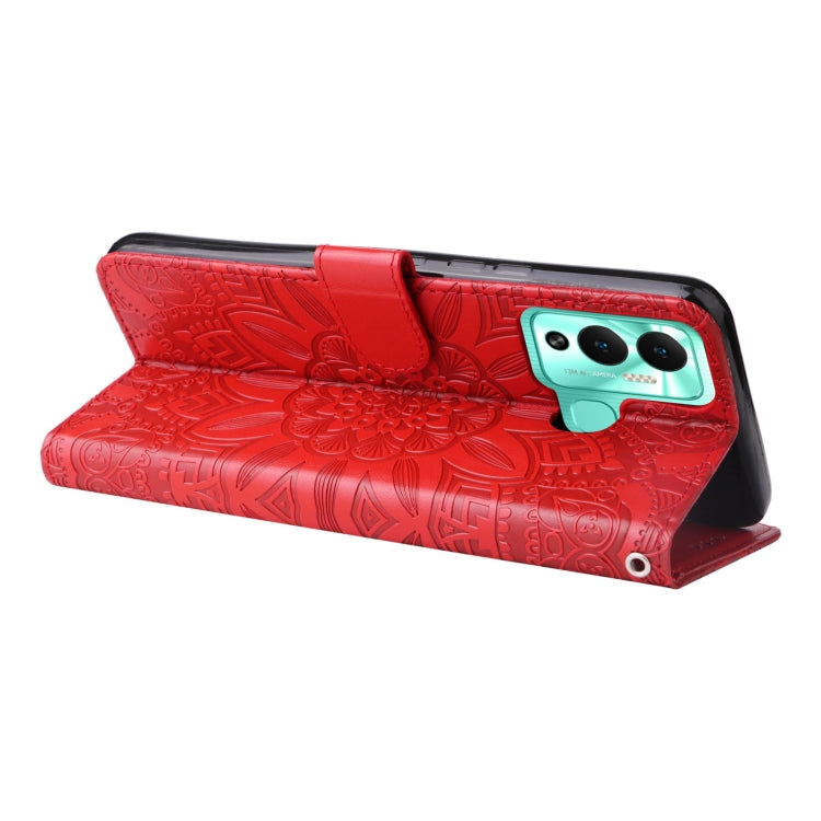 For Infinix Hot 12 Play Embossed Sunflower Leather Phone Case