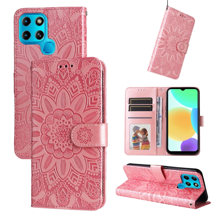 For Infinix Smart 6 Embossed Sunflower Leather Phone Case