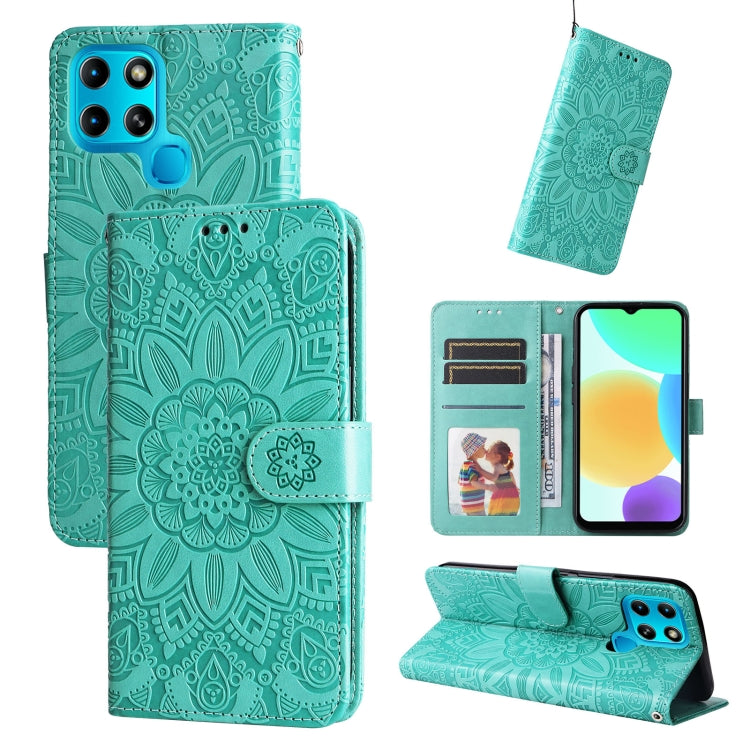 For Infinix Smart 6 Embossed Sunflower Leather Phone Case