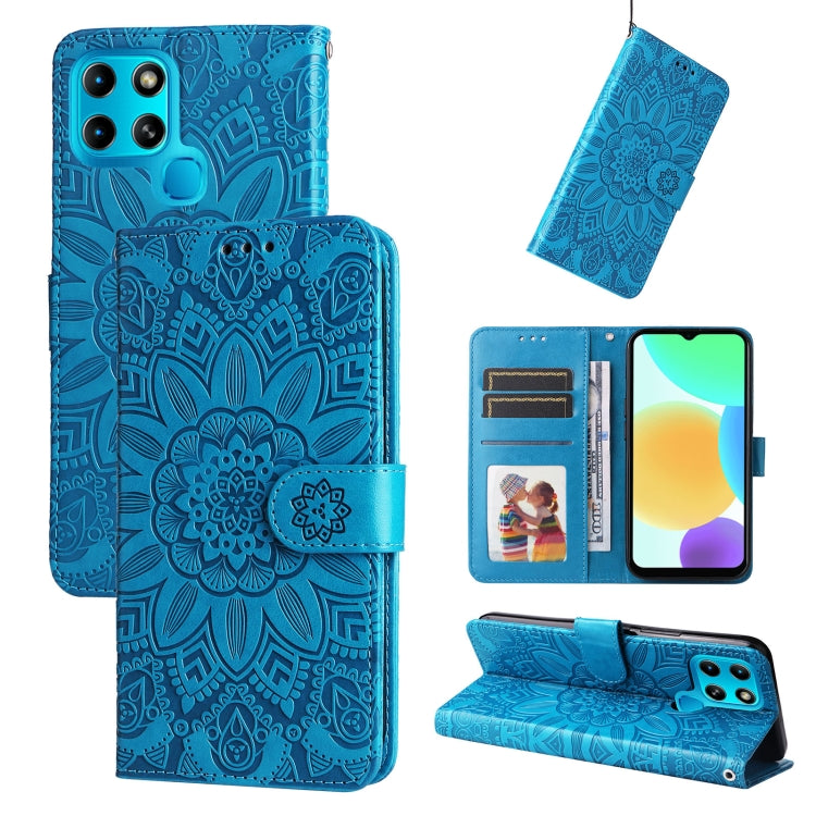 For Infinix Smart 6 Embossed Sunflower Leather Phone Case