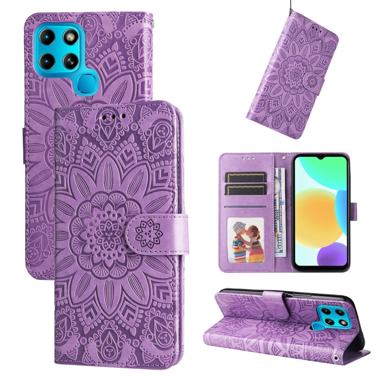 For Infinix Smart 6 Embossed Sunflower Leather Phone Case