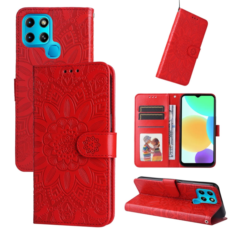 For Infinix Smart 6 Embossed Sunflower Leather Phone Case