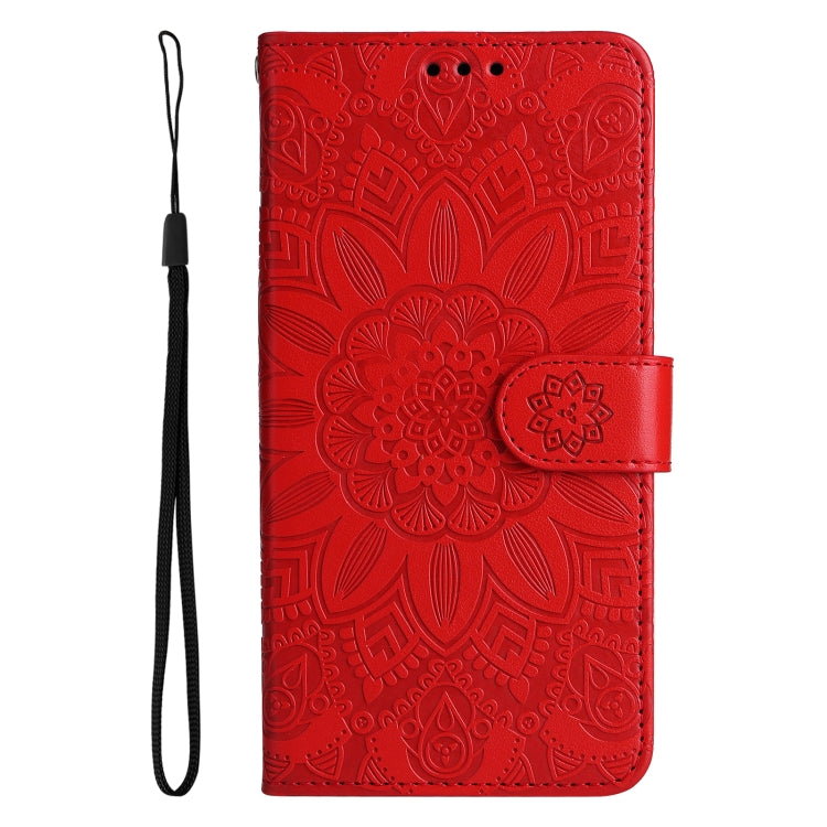 For iPhone 14 Plus Embossed Sunflower Leather Phone Case