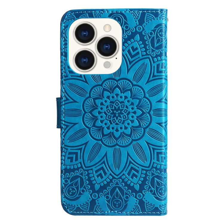 For iPhone 14 Pro Embossed Sunflower Leather Phone Case