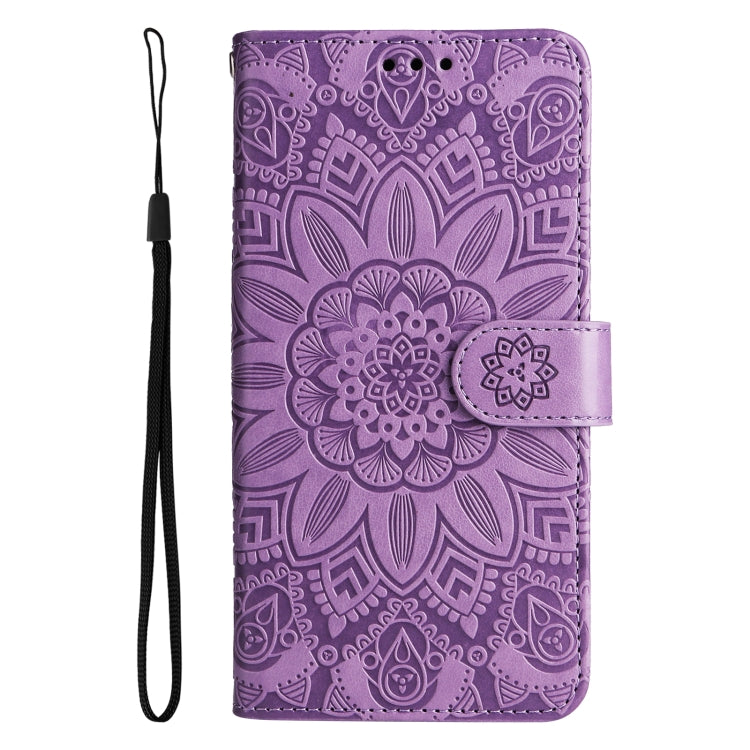 For iPhone 14 Pro Embossed Sunflower Leather Phone Case