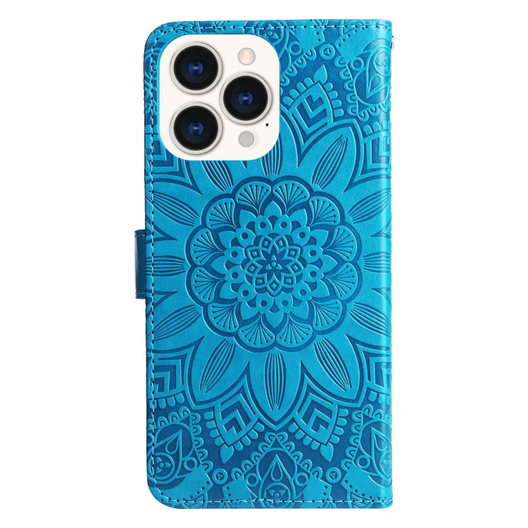 For iPhone 14 Pro Max Embossed Sunflower Leather Phone Case