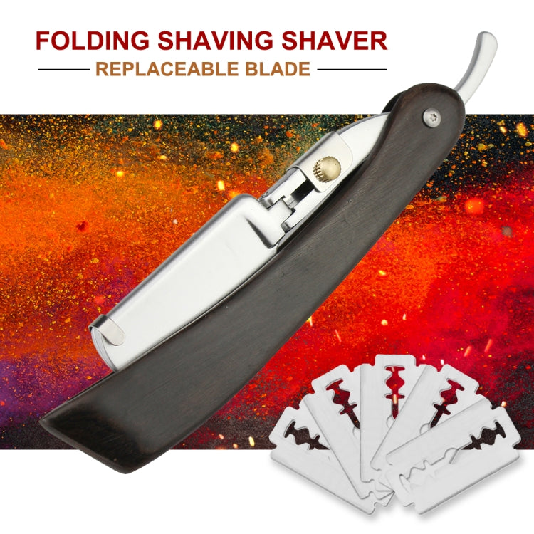H-27 Men Black Wooden Handle Replaceable Blade Manual Folding Shaving Razor(Ship Type Axe Knife Holder)