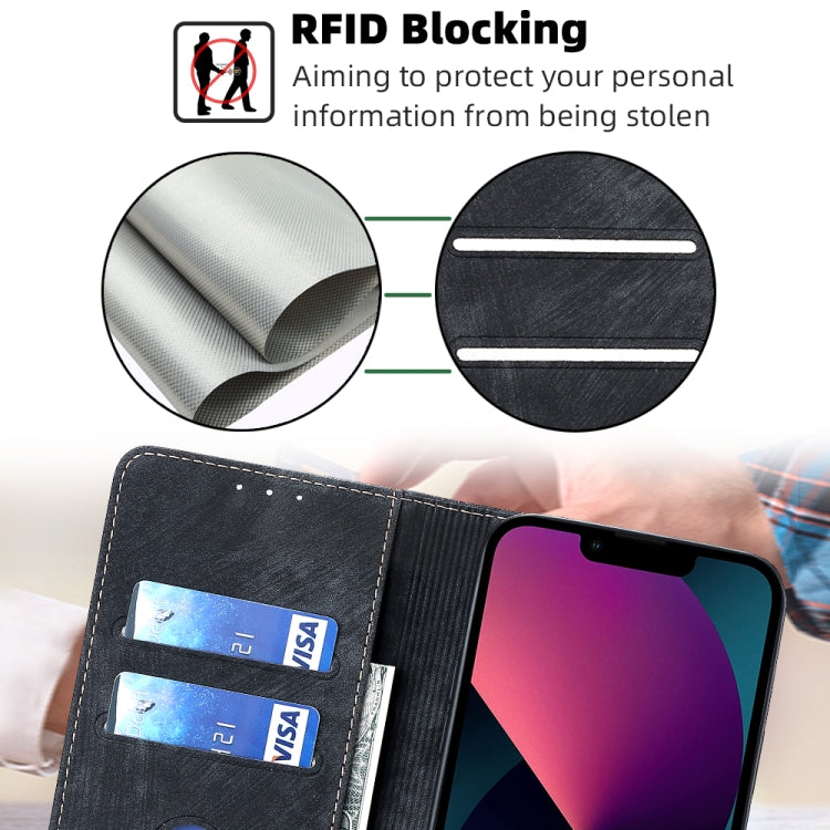 For iPhone 12 RFID Anti-theft Brush Magnetic Leather Phone Case