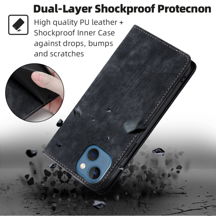 For iPhone 12 RFID Anti-theft Brush Magnetic Leather Phone Case
