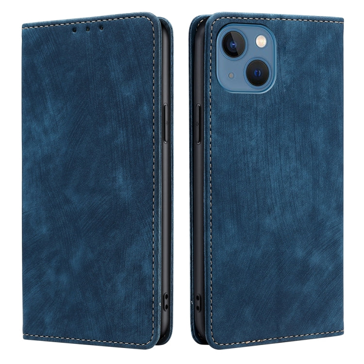 For iPhone 12 RFID Anti-theft Brush Magnetic Leather Phone Case