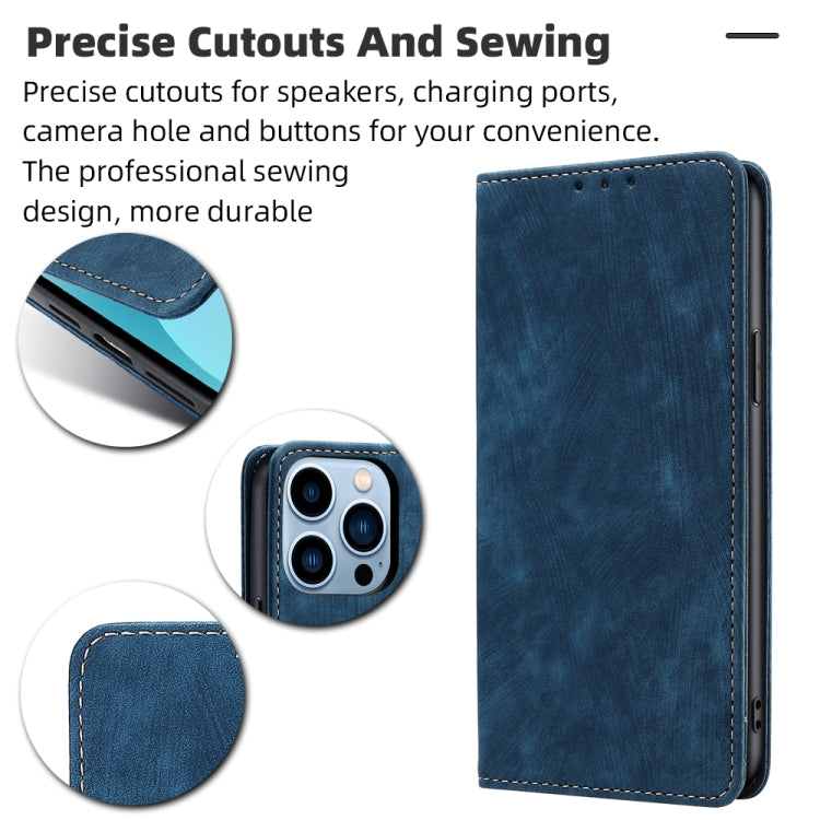For iPhone 12 RFID Anti-theft Brush Magnetic Leather Phone Case