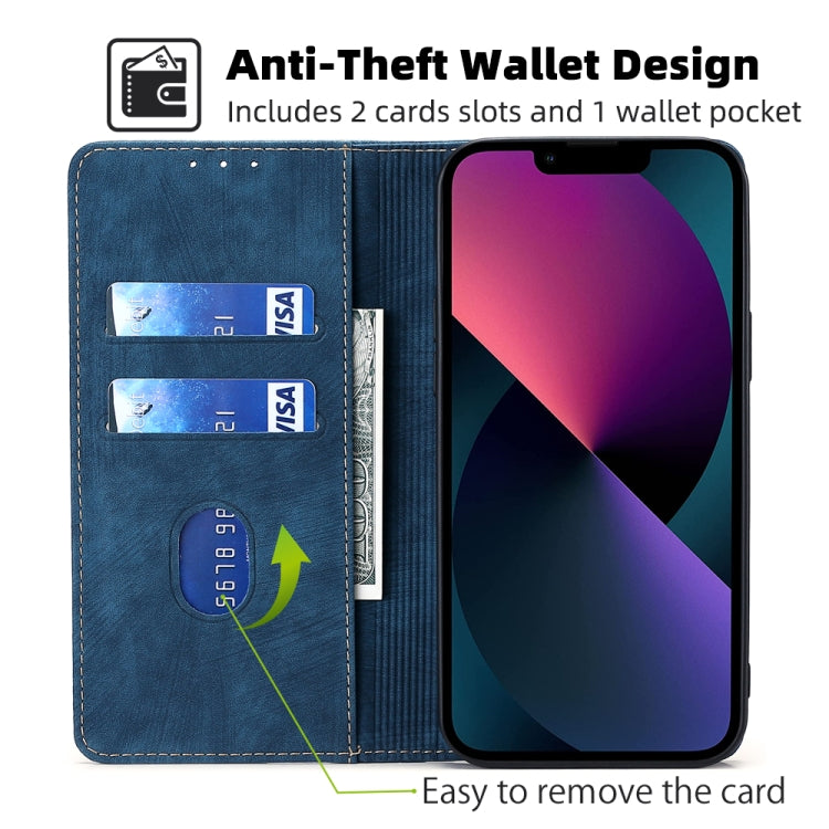 For iPhone 12 RFID Anti-theft Brush Magnetic Leather Phone Case