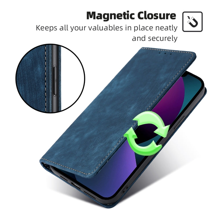 For iPhone 12 RFID Anti-theft Brush Magnetic Leather Phone Case