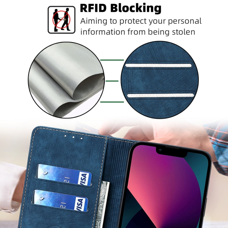 For iPhone 12 RFID Anti-theft Brush Magnetic Leather Phone Case