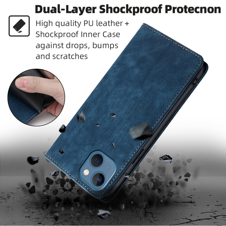 For iPhone 12 RFID Anti-theft Brush Magnetic Leather Phone Case