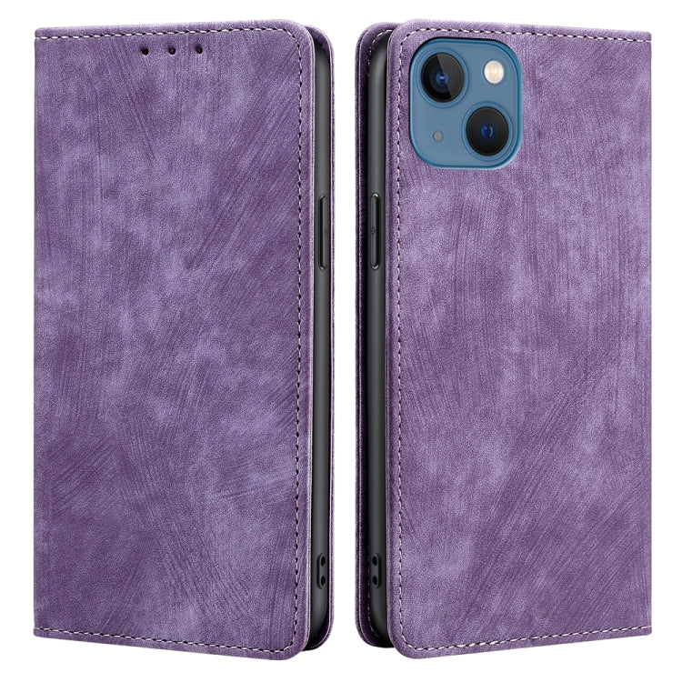 For iPhone 12 RFID Anti-theft Brush Magnetic Leather Phone Case