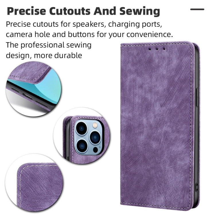 For iPhone 12 RFID Anti-theft Brush Magnetic Leather Phone Case