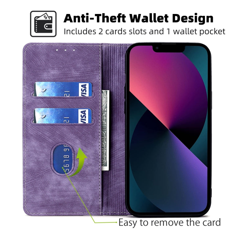 For iPhone 12 RFID Anti-theft Brush Magnetic Leather Phone Case
