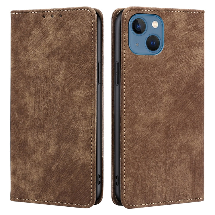 For iPhone 12 RFID Anti-theft Brush Magnetic Leather Phone Case