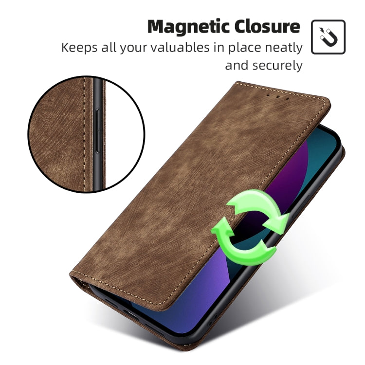 For iPhone 12 RFID Anti-theft Brush Magnetic Leather Phone Case