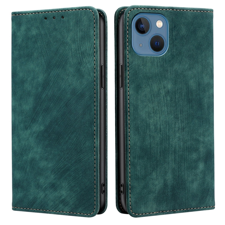 For iPhone 12 RFID Anti-theft Brush Magnetic Leather Phone Case