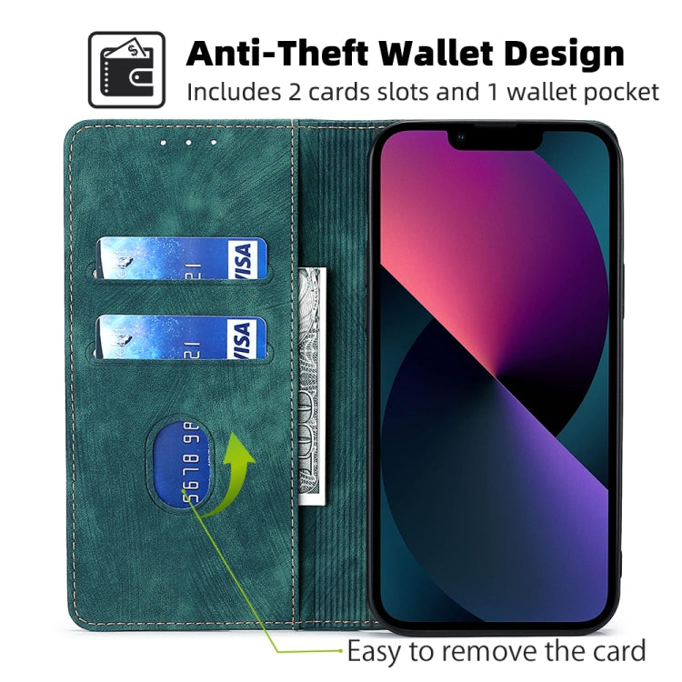 For iPhone 12 RFID Anti-theft Brush Magnetic Leather Phone Case