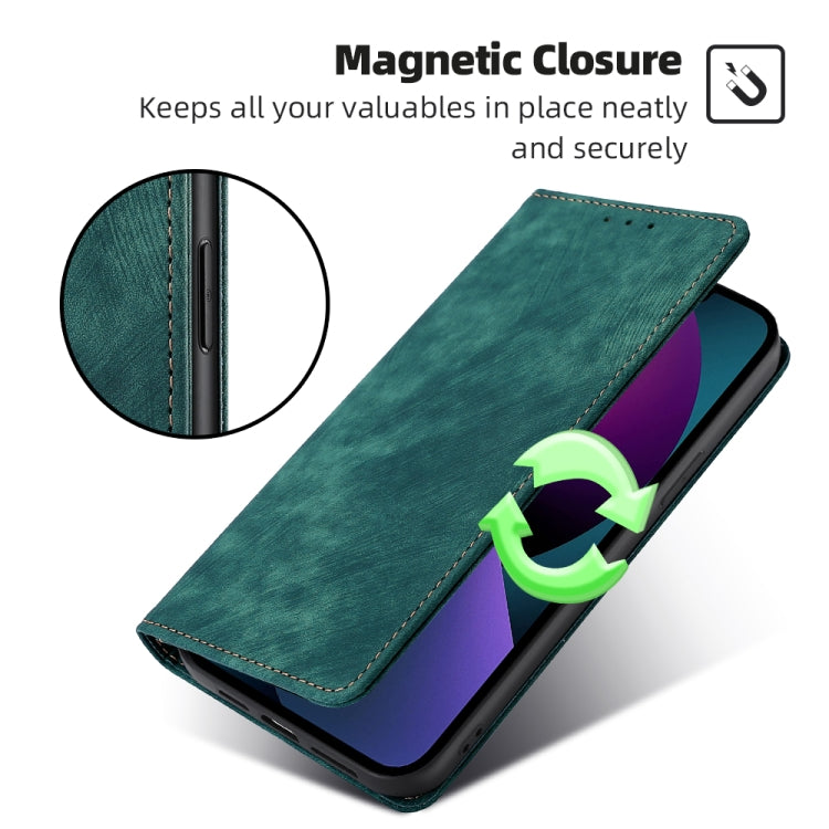 For iPhone 12 RFID Anti-theft Brush Magnetic Leather Phone Case