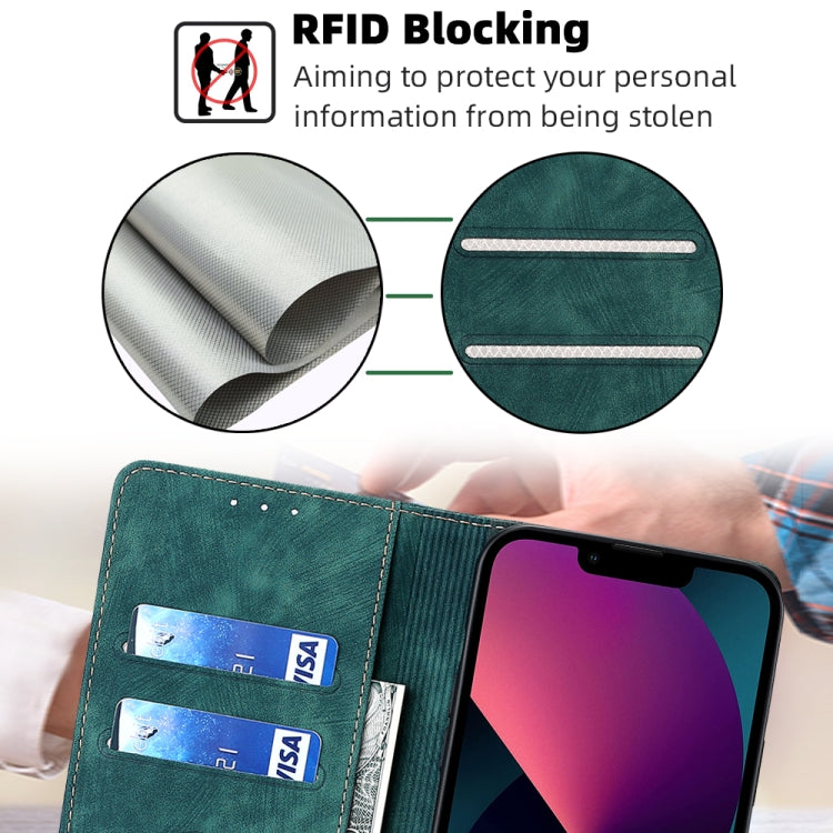 For iPhone 12 RFID Anti-theft Brush Magnetic Leather Phone Case