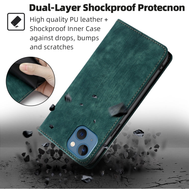 For iPhone 12 RFID Anti-theft Brush Magnetic Leather Phone Case