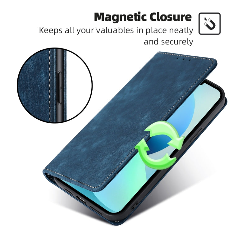 For iPhone 13 Pro RFID Anti-theft Brush Magnetic Leather Phone Case