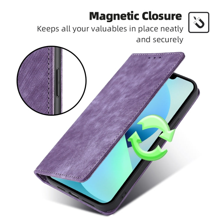 For iPhone 13 Pro RFID Anti-theft Brush Magnetic Leather Phone Case